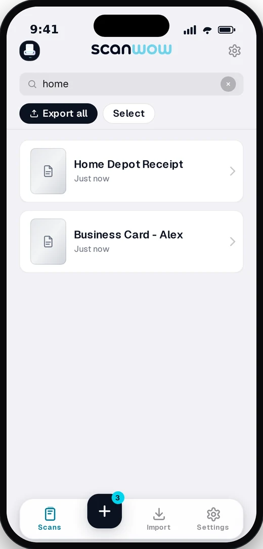 ScanWow search inside scans by their text