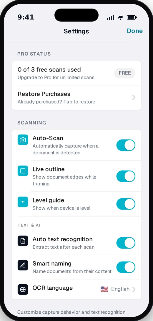 ScanWow settings including privacy mode