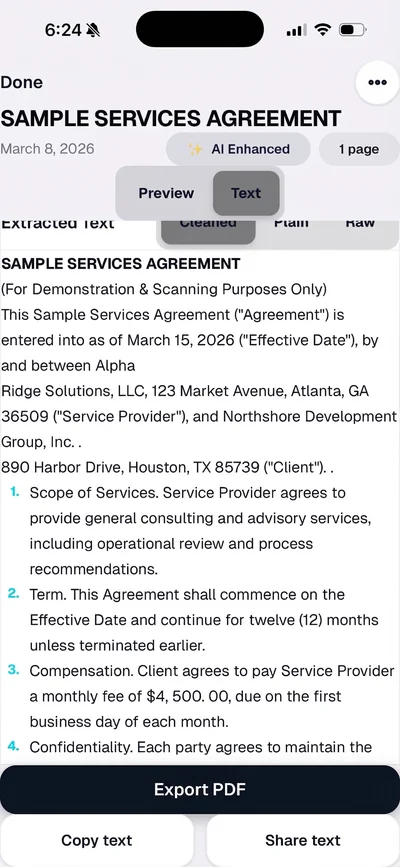 ScanWow OCR text extraction