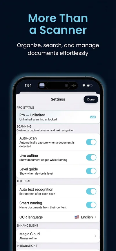 ScanWow settings including privacy mode